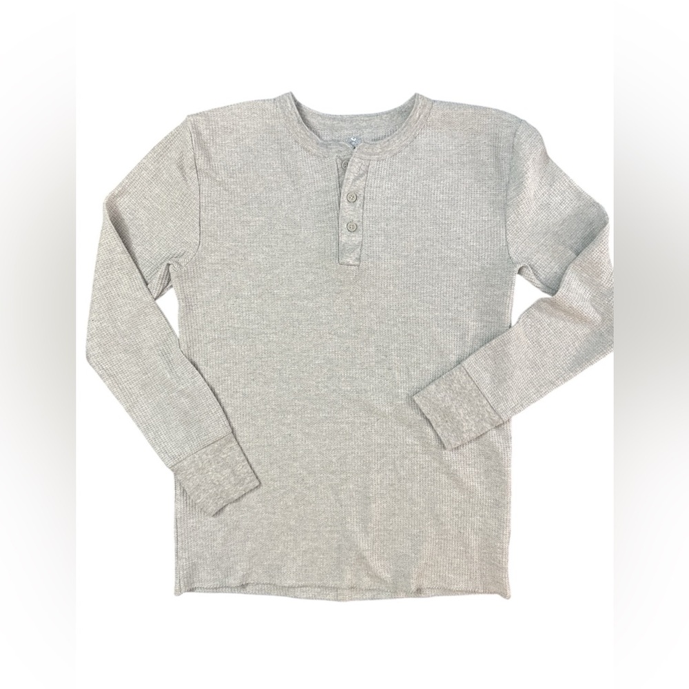 3/$15 🔥Fruit of the Loom Gray Men's Long Sleeve Henley Thermal Shirt Large